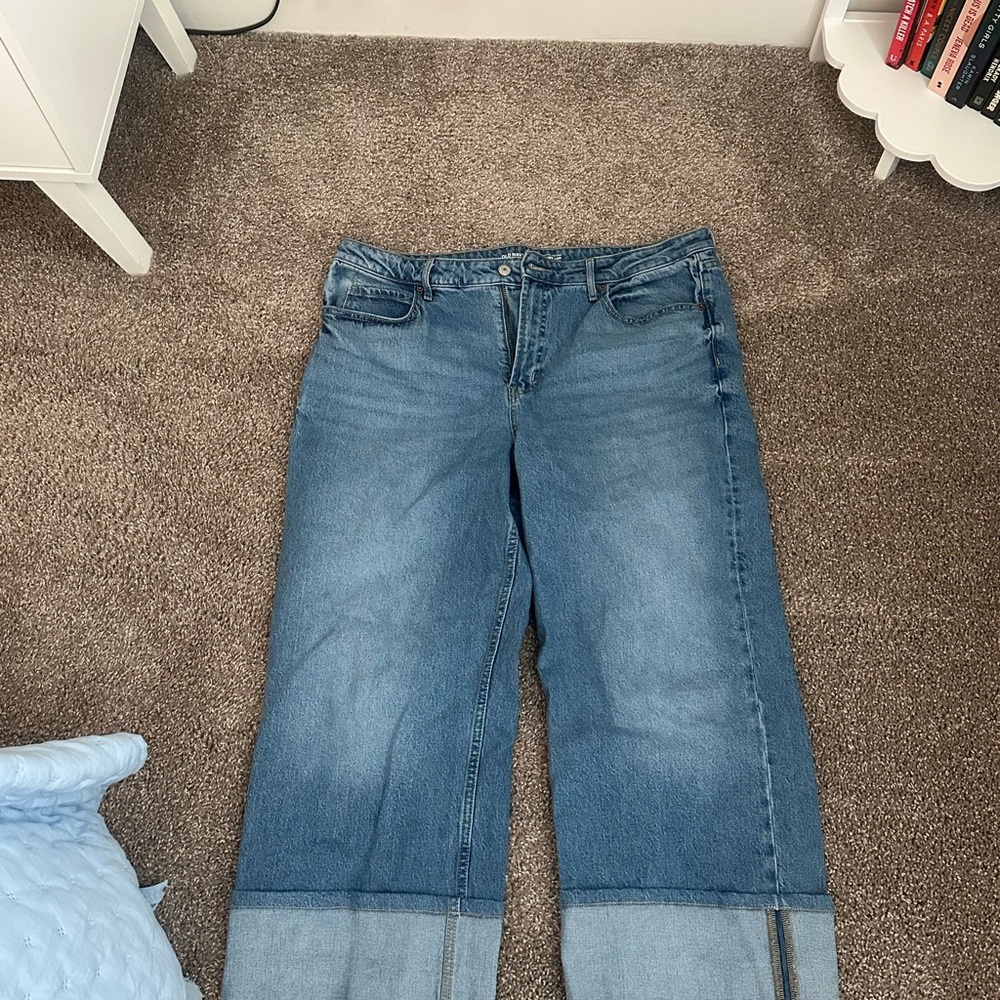 Old Navy Wide Leg Flare Jeans - Blue Two-Tone